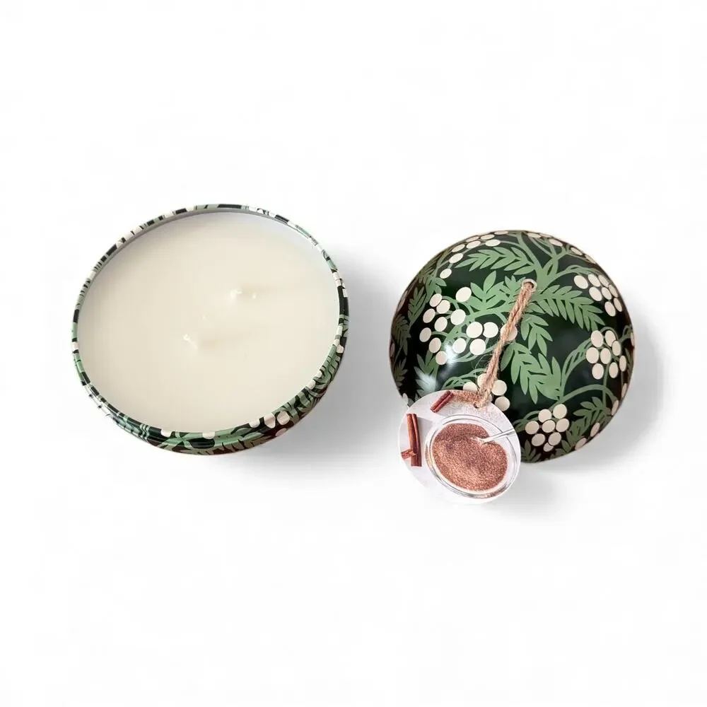 IKEA VINTERFINT Scented candle in metal cup, ball/cinnamon pumpkin green, 4 ¼ 